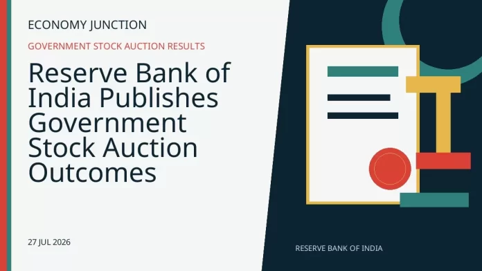 Financial data screens showing government stock auction metrics and yields